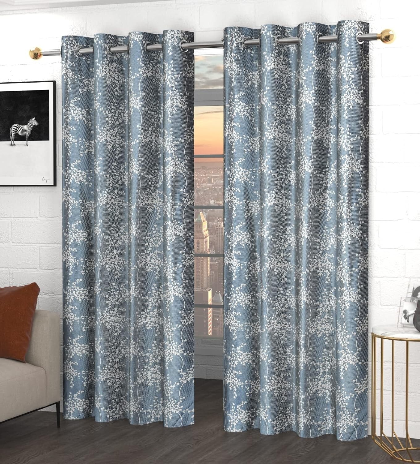 New 2 Piece Eyelet Polyester Door Curtain Set - 7 feet gallery