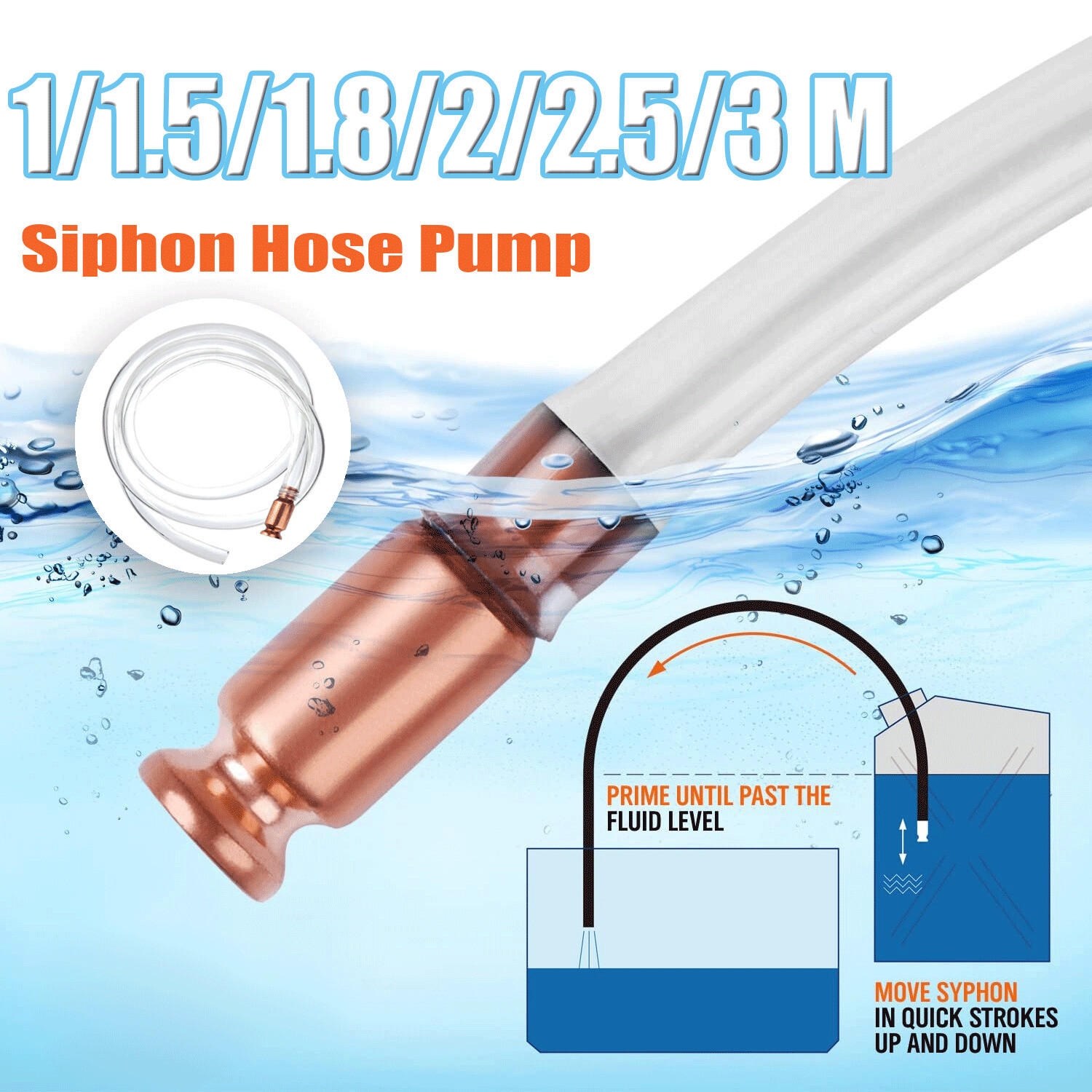 1pcs Siphon Hose Pump Self Priming Jiggler Shaker Transfer Fuel Water Oil Gas US gallery