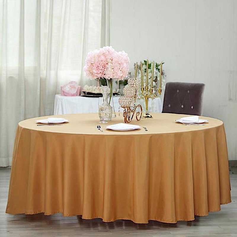 GOLD 120 Inch ROUND TABLECLOTH Wedding Decorations Party Table Cover gallery
