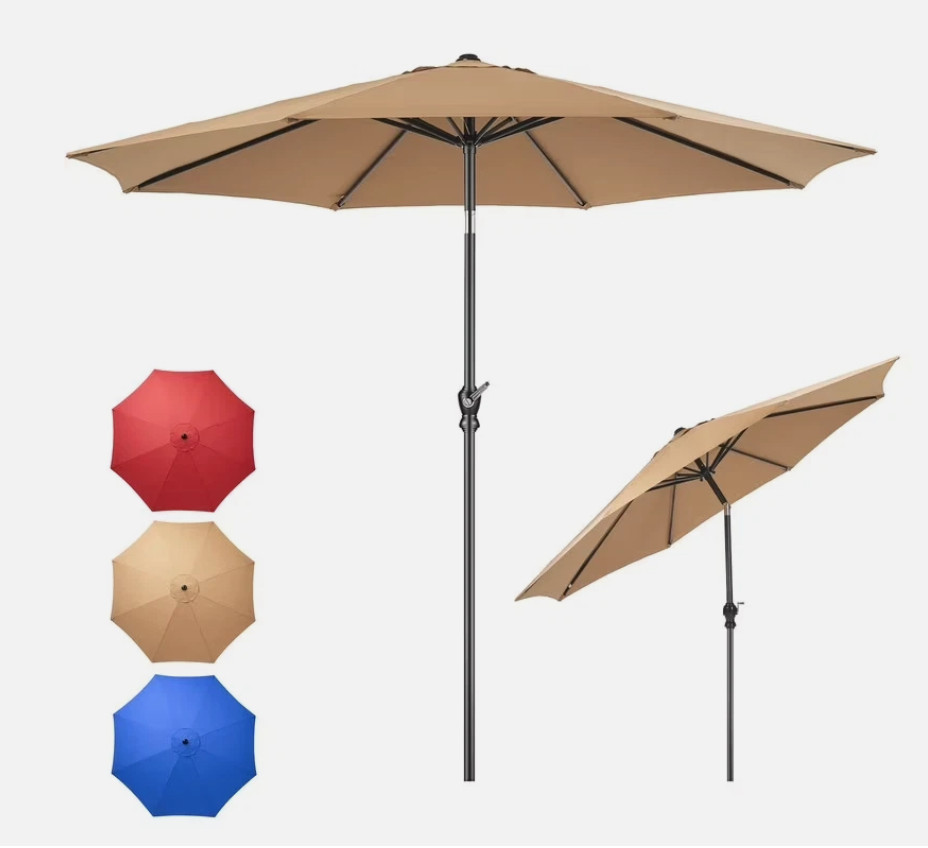 9FT Outdoor Patio Umbrella Market Table Polyester Fabric Canopy with Push Button gallery