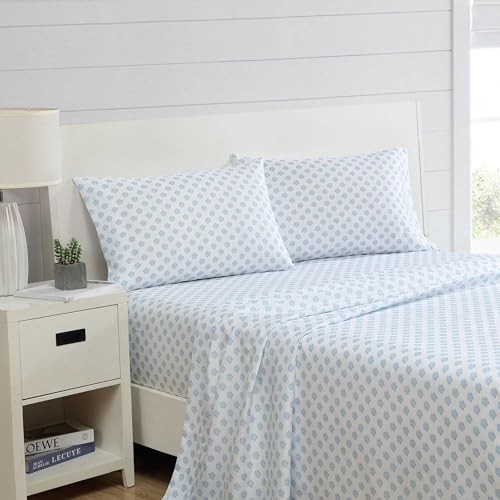 - Sheet Set, Breathable & Cooling Full Coastal Coral Ocean Breeze Blue gallery