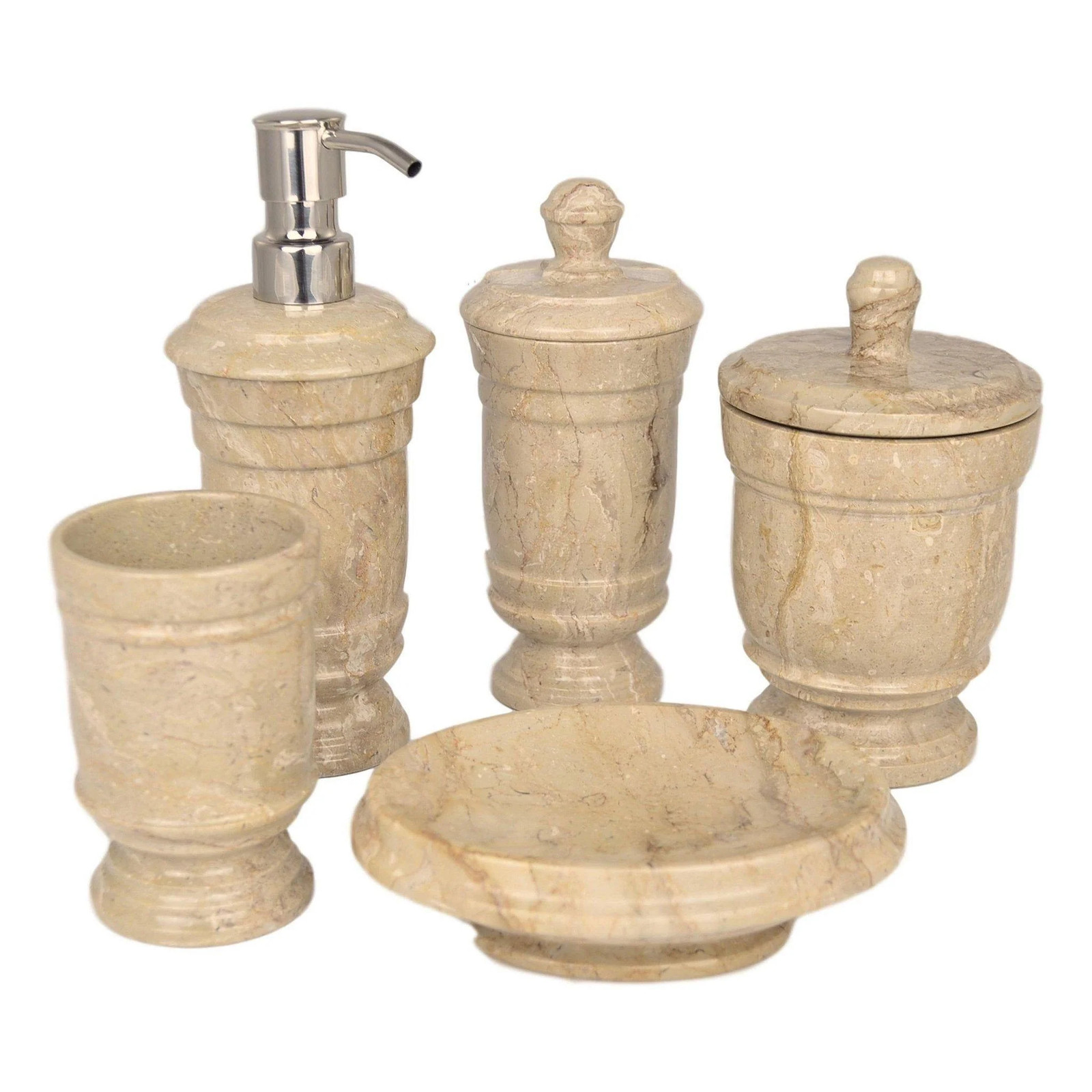 Sahara Beige Marble 5-Piece Bath Set | Tasmanian Collection gallery