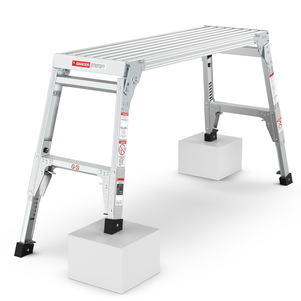 Work Platform Aluminum Portable Bench Folding Ladder ANSI Capacity 225 LBS 40"