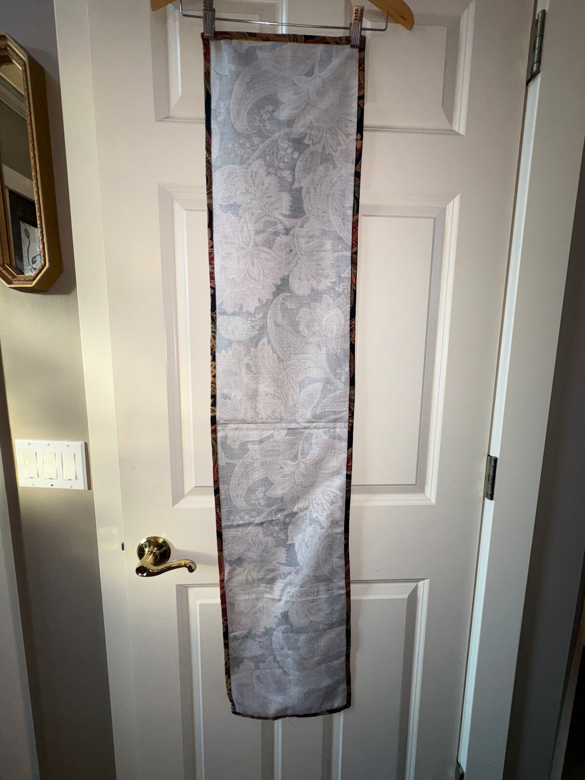 Handmade Leaves & Floral Traditional Table Runner - Black and Tan 11 x 53 In gallery