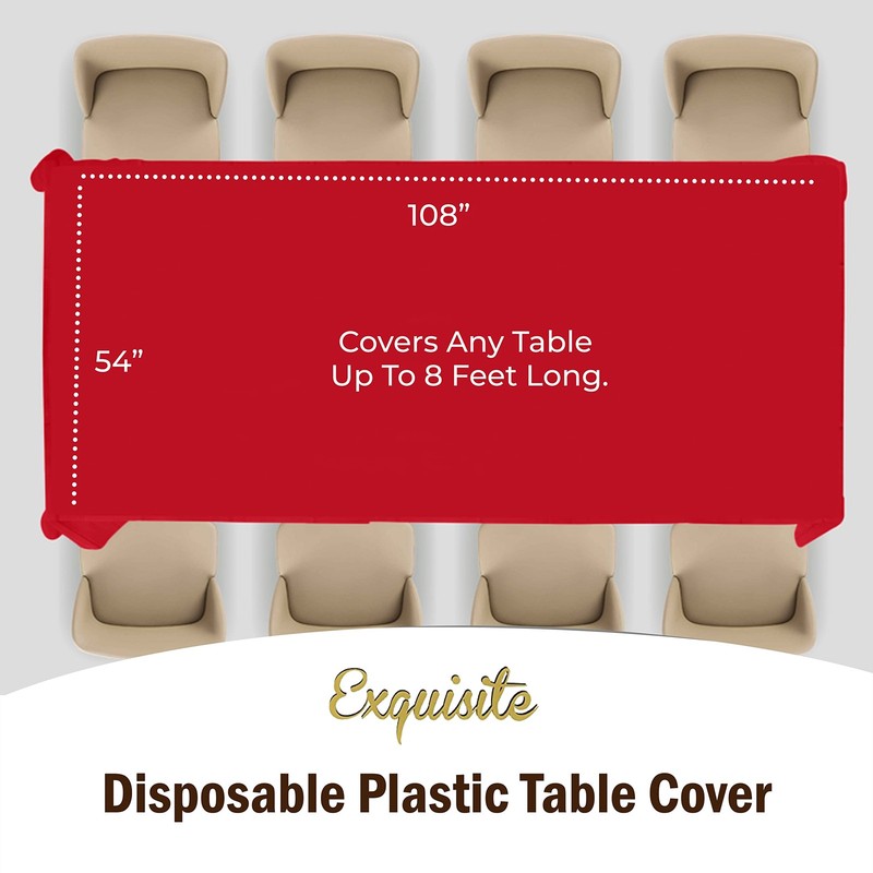 6-Pack Premium Plastic Tablecloth 54in. x 108in. Rectangle Plastic Table Cover - gallery