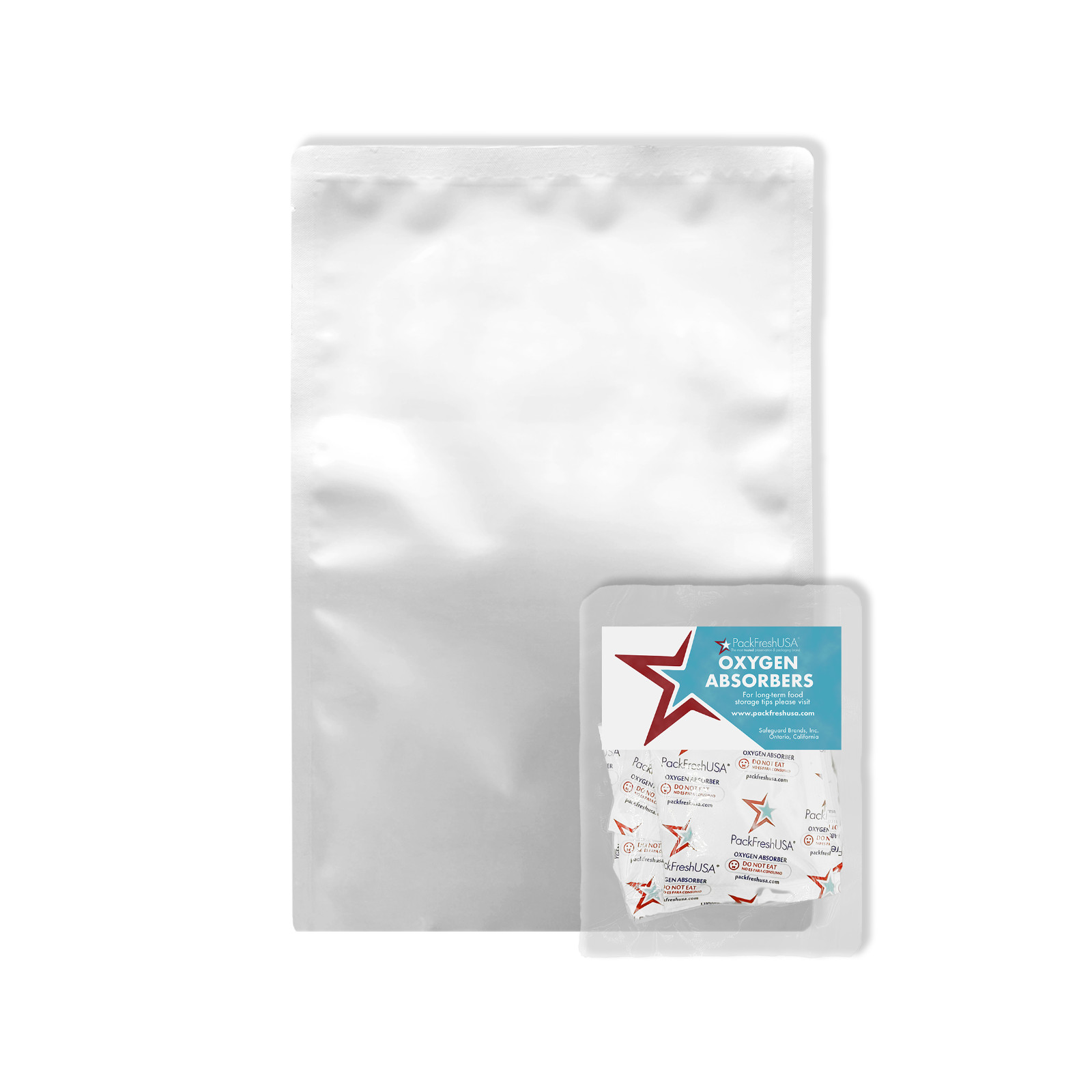 100 Pack 7 Mil One Quart Premium Century Mylar Bags + 300cc Oxygen Absorbers gallery