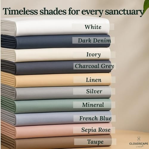 Cloud Scape Linen Engineered Dual-Ply Egyptian Cotton Size Sheet Set King White gallery