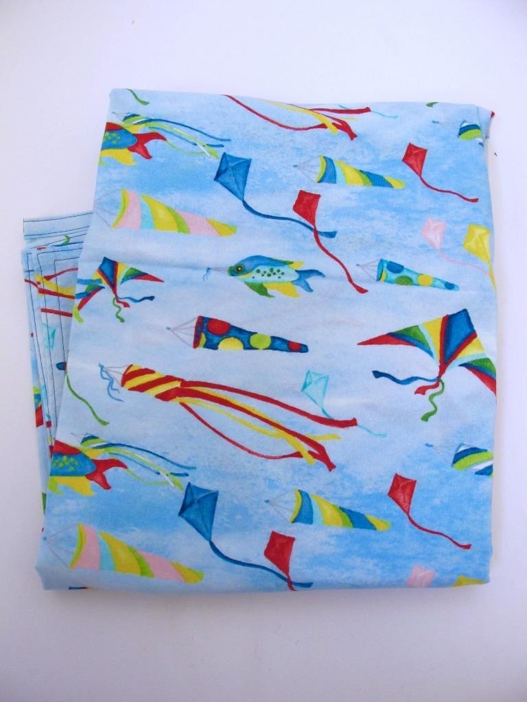 OOAK Cute Cotton Rectangle Tablecloth with Kites Flying in a Blue Sky 39 x 70 gallery