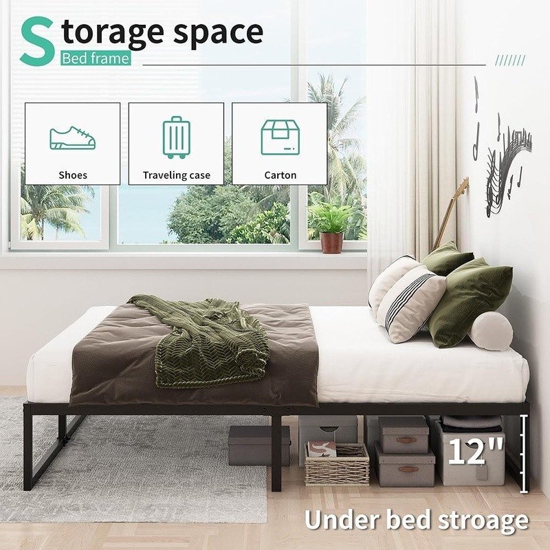 Sturdy Metal Bed Frame Easy Assembly Squeak Resistant Noise Free Support New gallery