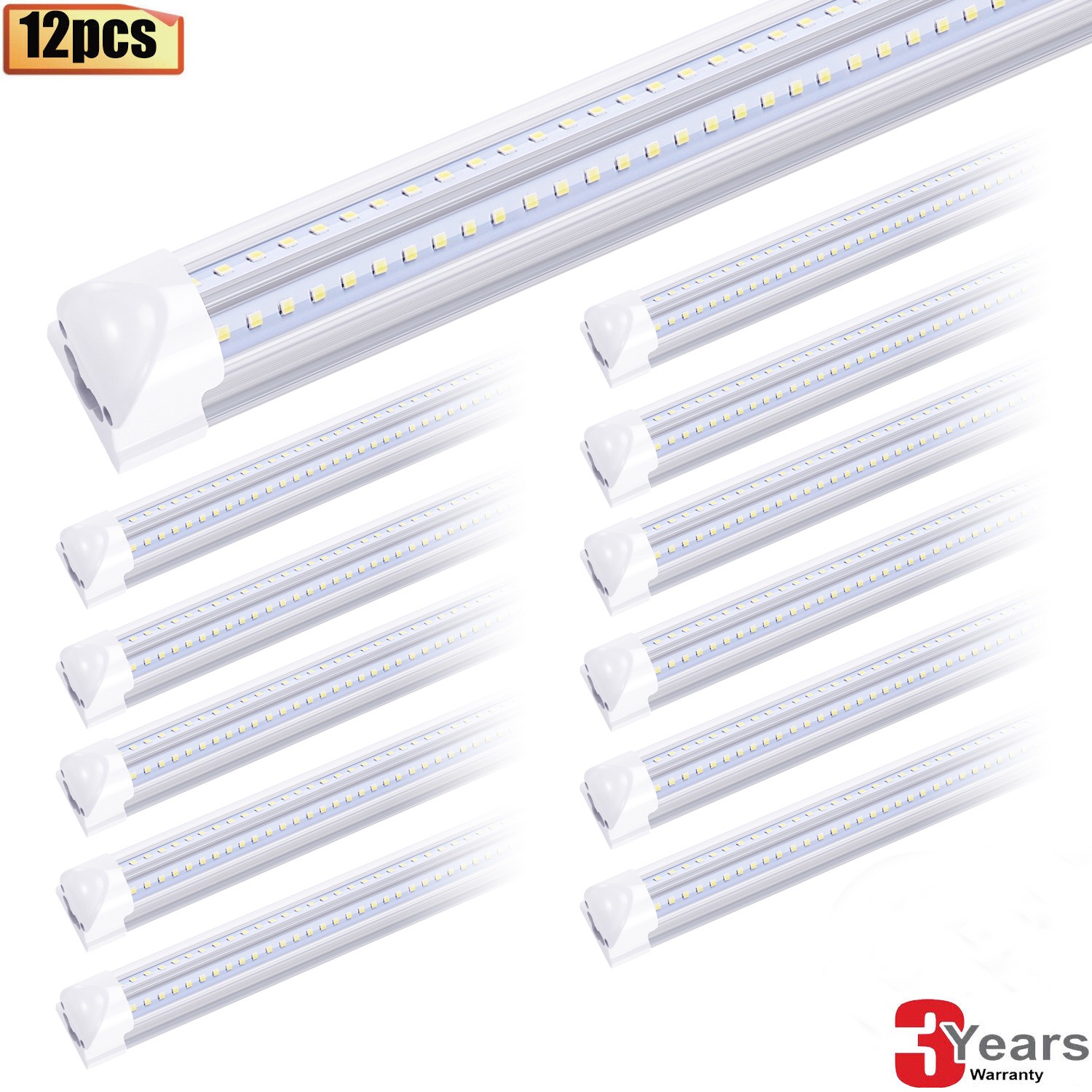 12 Pack 8' Led Shop Light Fixture 72W 8FT Integrated Led Tube Light Bulbs 6000K gallery
