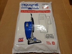 Genuine Royal~Type B~Top Fill Disposable Vacuum Bags~3 count~Fits Royal Upright