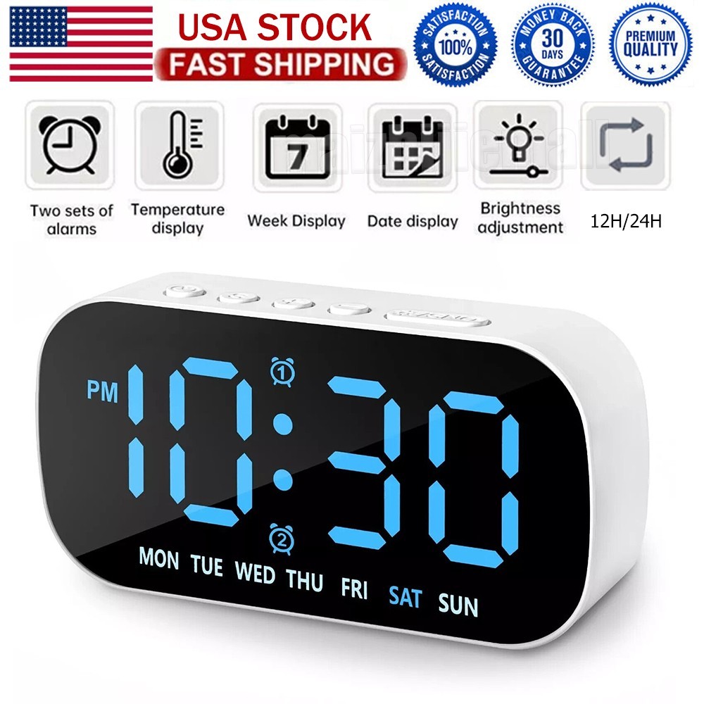 Electric Digital Alarm Clock LED Large Display Battery Backup Snooze Dual Alarm gallery
