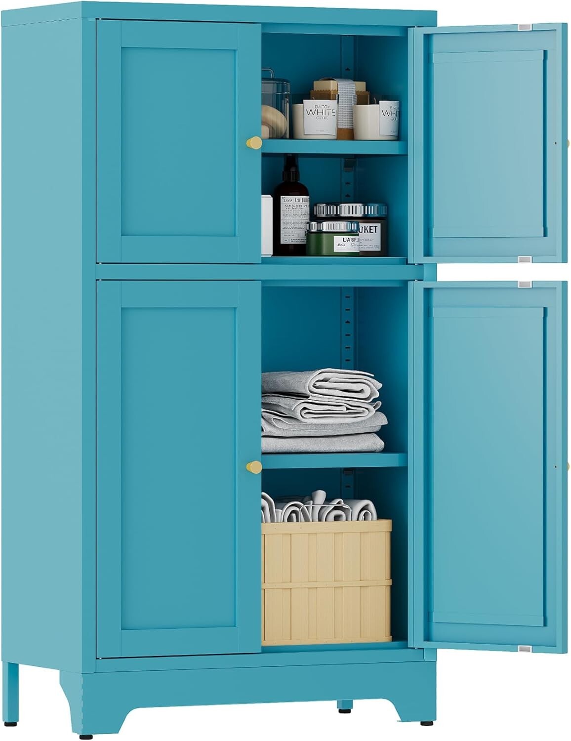 Elegro Metal Bathroom Storage Cabinet With 2 Adjustable Shelves,4 Doors For Home gallery