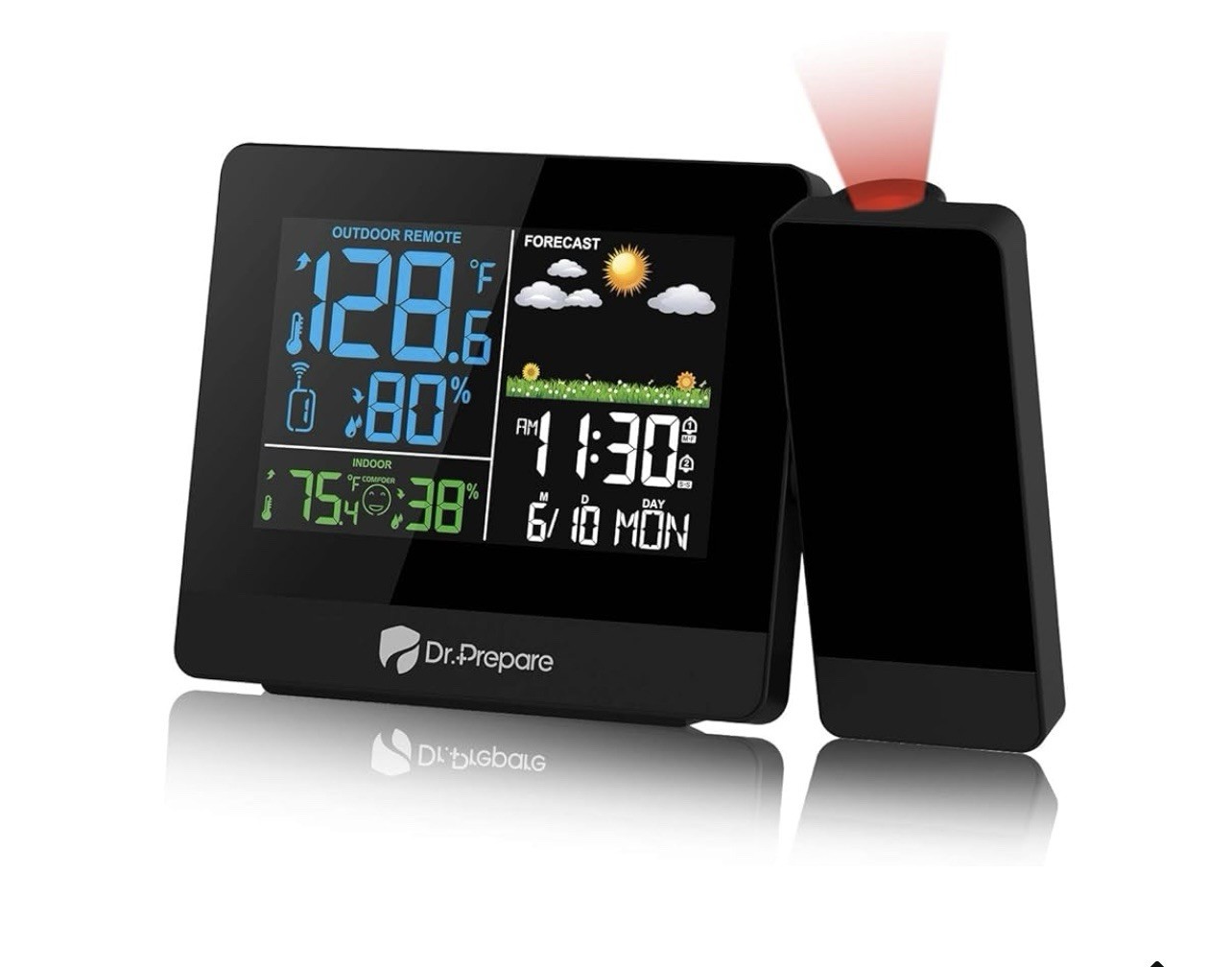 Dr. Prepare Projection Alarm Clock for Bedrooms with Indoor &Outdoor Temperature gallery