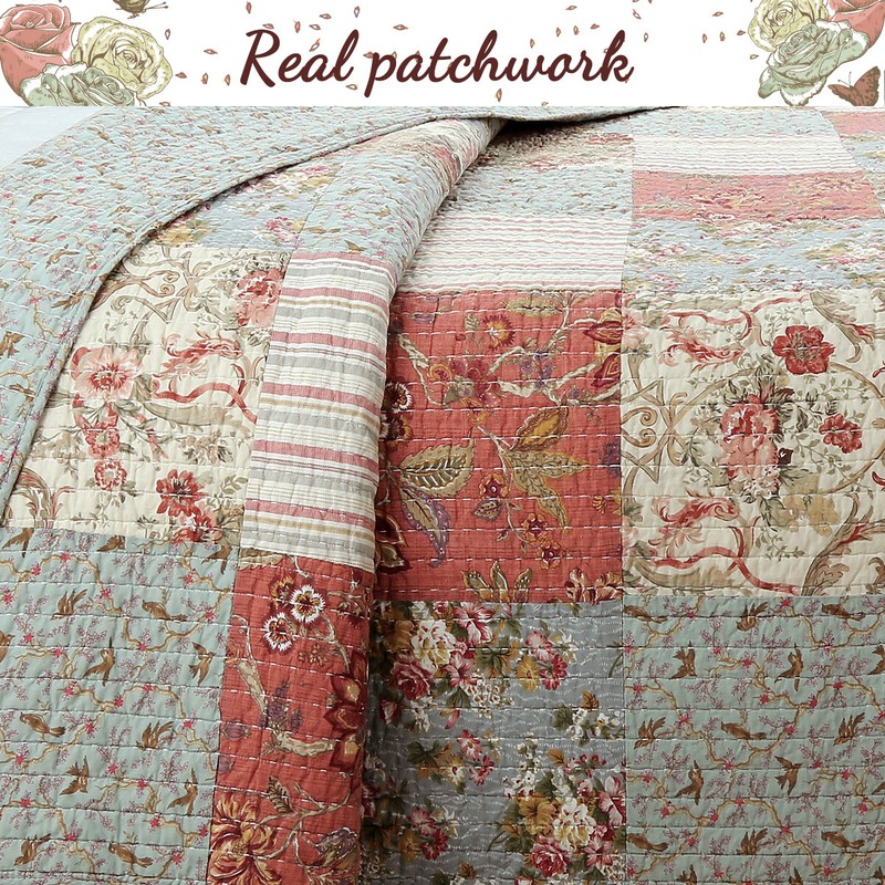 Eleanor Patchwork Reversible Cotton Quilt Set, Bedspread, Coverlet gallery
