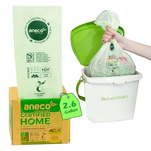 (Include 10 Bonus Bags) 100% Compostable 2.6 GAL (Flat Top Bags, 100 Count)