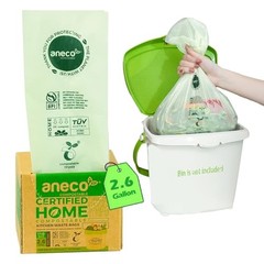 (Include 10 Bonus Bags) 100% Compostable 2.6 GAL (Flat Top Bags, 100 Count)