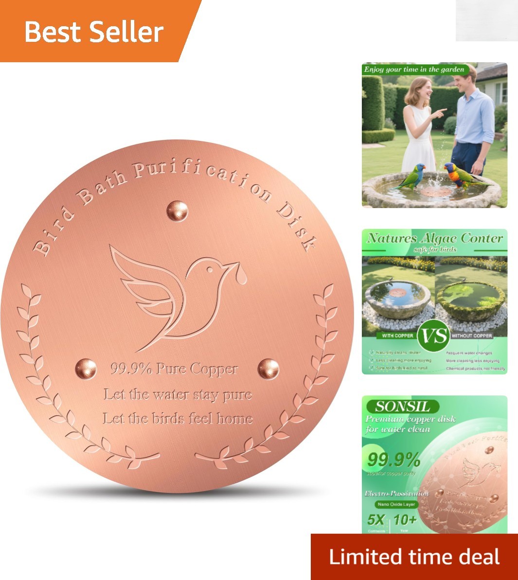 Elegant 99.99% Pure Copper Bird Bath Disk – Low Maintenance, All-Season Use gallery