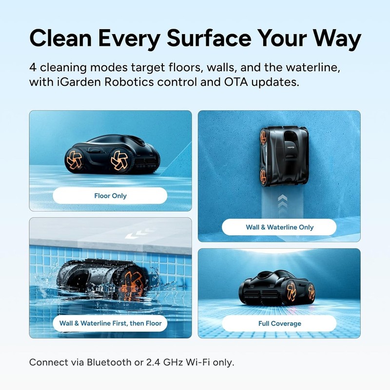 iGarden K55 330Min Runtime Robotic Pool Cleaner Pool Vacuum Clean For Inground gallery