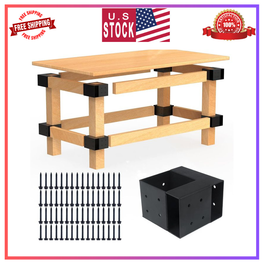 Workbench Bracket Kit – Set of 4 Steel 3-Way Brackets for 4x4 and 2x4 Lumber, Id gallery
