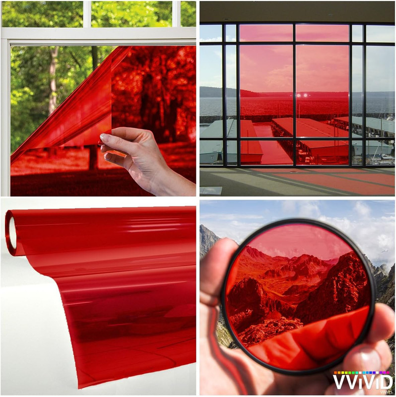 Colorful Red Vinyl Window Tint Sheets - 1.49Ft x 5Ft, Transparent Finish gallery