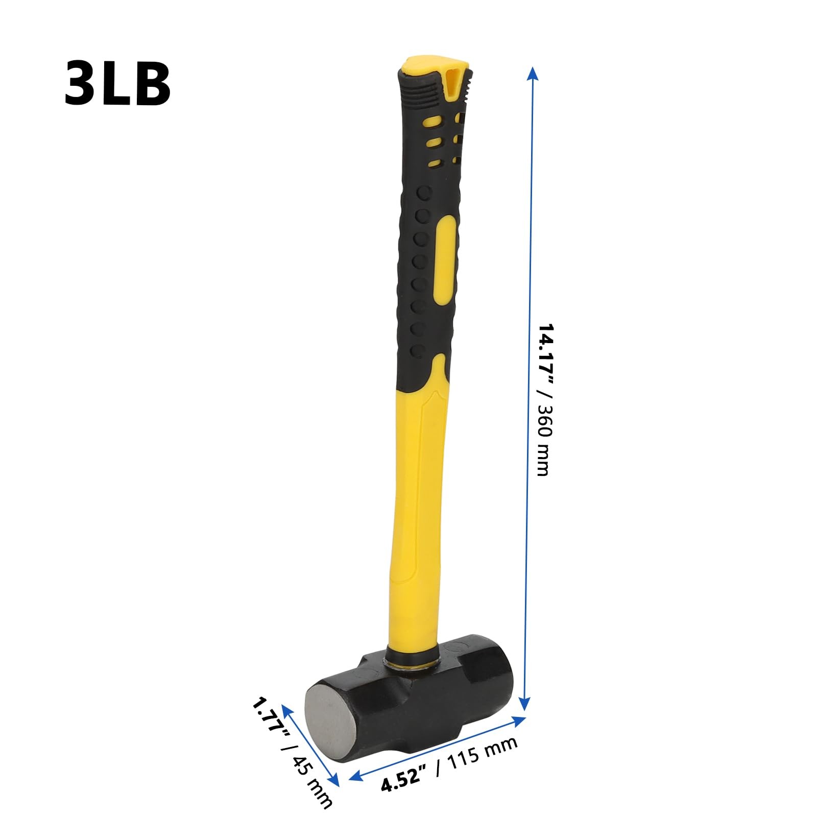 2 PCS 14 Inch 3 LBS Sledge Hammer Fiberglass Handle Drilling Crack Yellow gallery