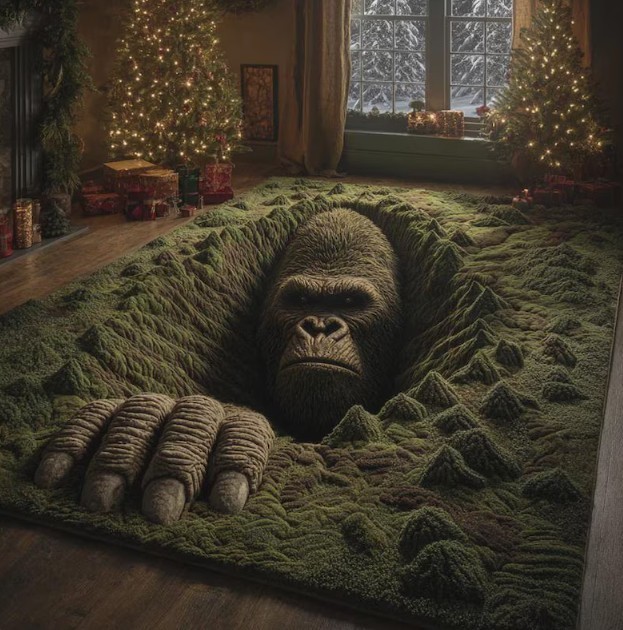 Bigfoot 3D Printed Area Rug, Sasquatch Optical Illusion Cozy Floor Decor gallery