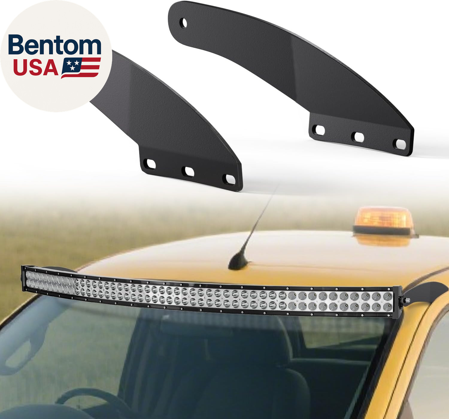 50 Inch Curved LED Light Bar Bracket Mounting Upper Windshield Roof Cab Brackets gallery