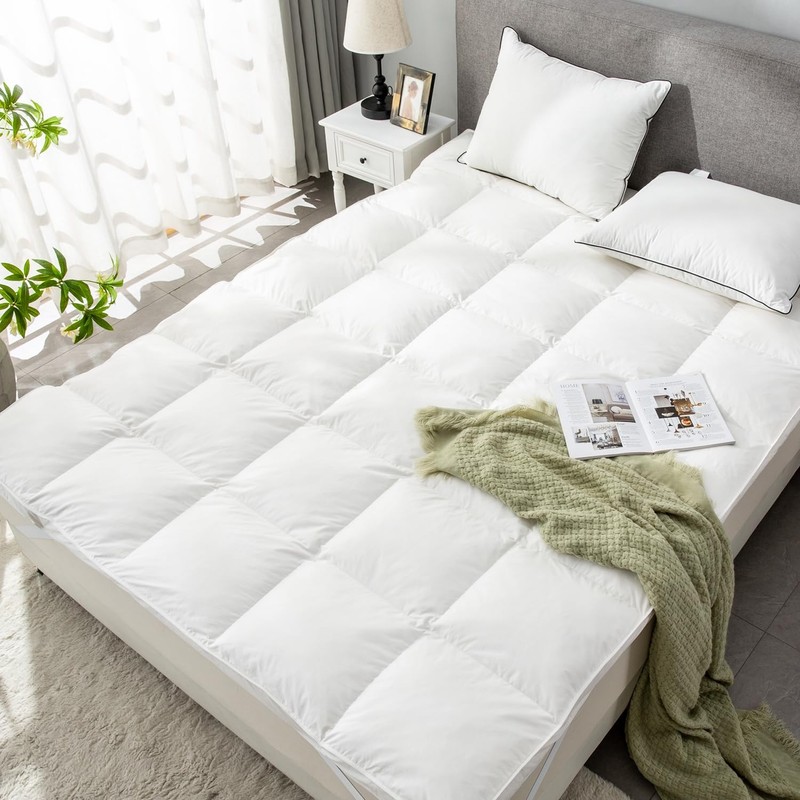 ROSE FEATHER Goose Down Feather Bed Mattress Topper,Down Matress Topper Cover wi gallery