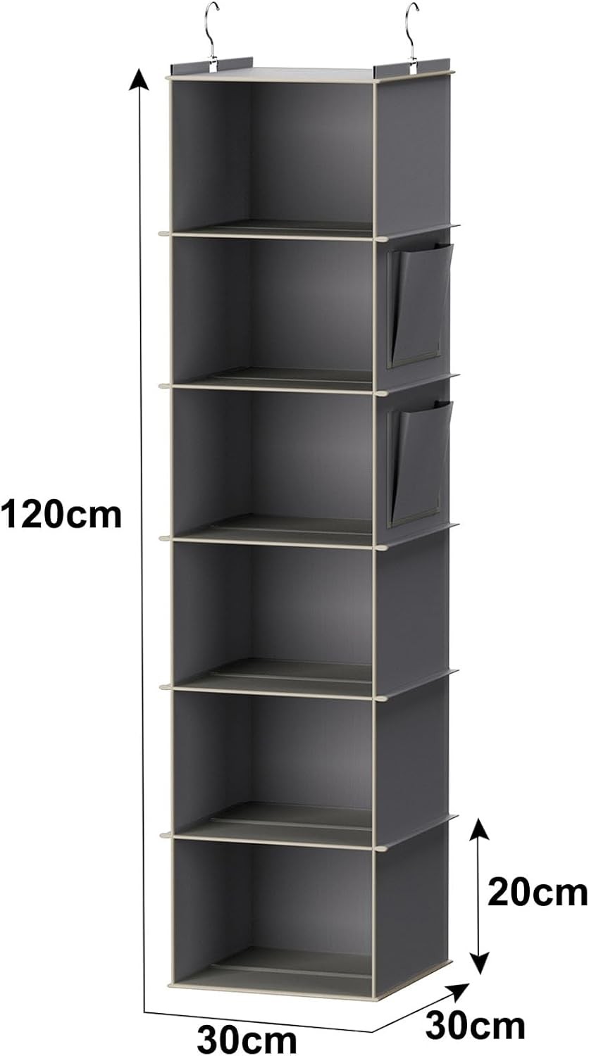 Organizer and Storage, 6-Shelf Closet Hanging Storage Shelves, Grey gallery