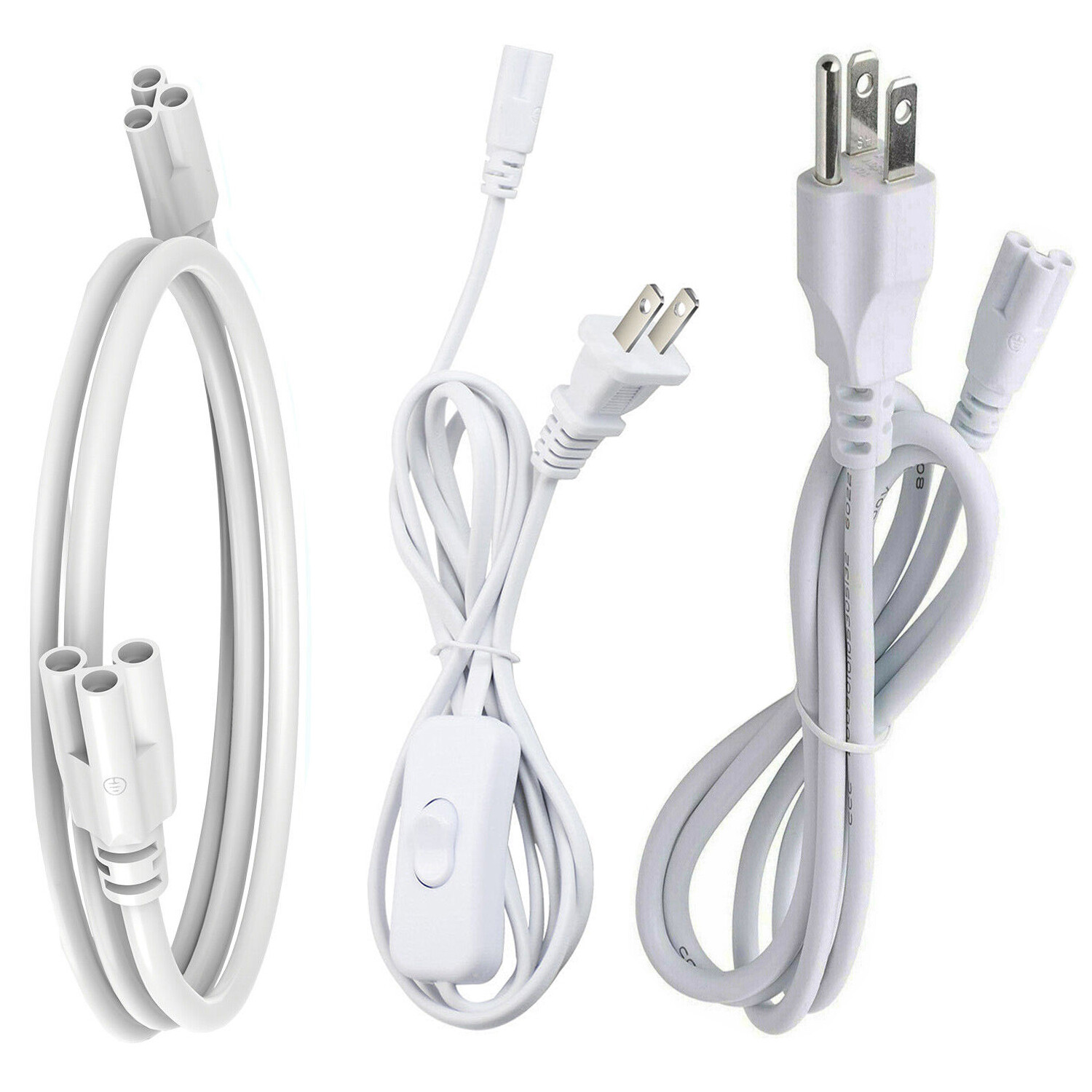 2FT~6FT 3 Pin Wire Connector Power Cables Cord T8 T5 Integrated Lights Fittings gallery
