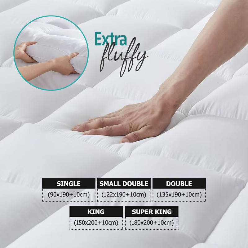 Extra Deep Mattress Topper 4"/10cm Hotel Quality Single 4FT Double King Super gallery