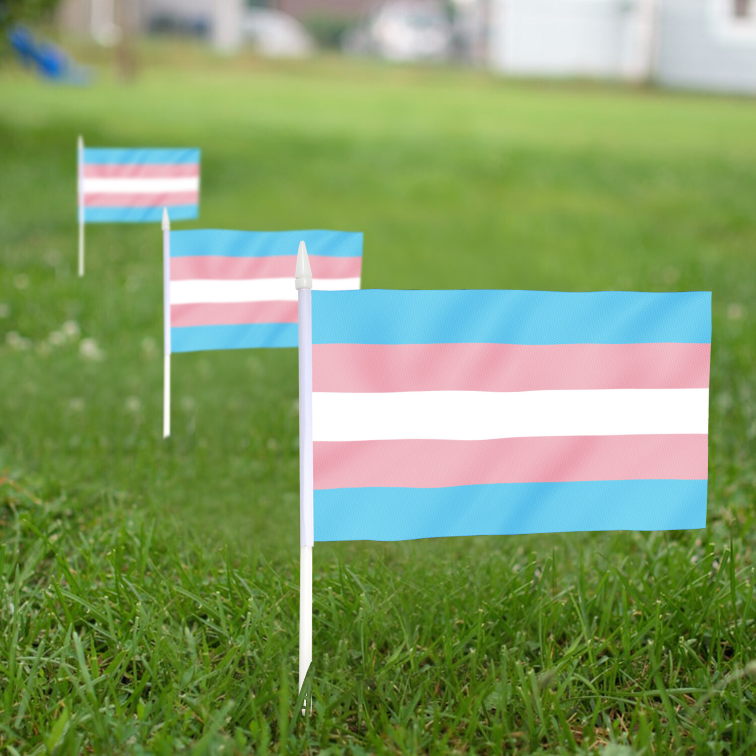 Anley 12 Pack Transgender Stick Flag 5x8 inch HandHeld Mini Flag gallery