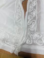 CROSCILL DISTINCTION EMBROIDERED SCROLL LINEN/CREAM (1) SCARF VALANCE 41X216