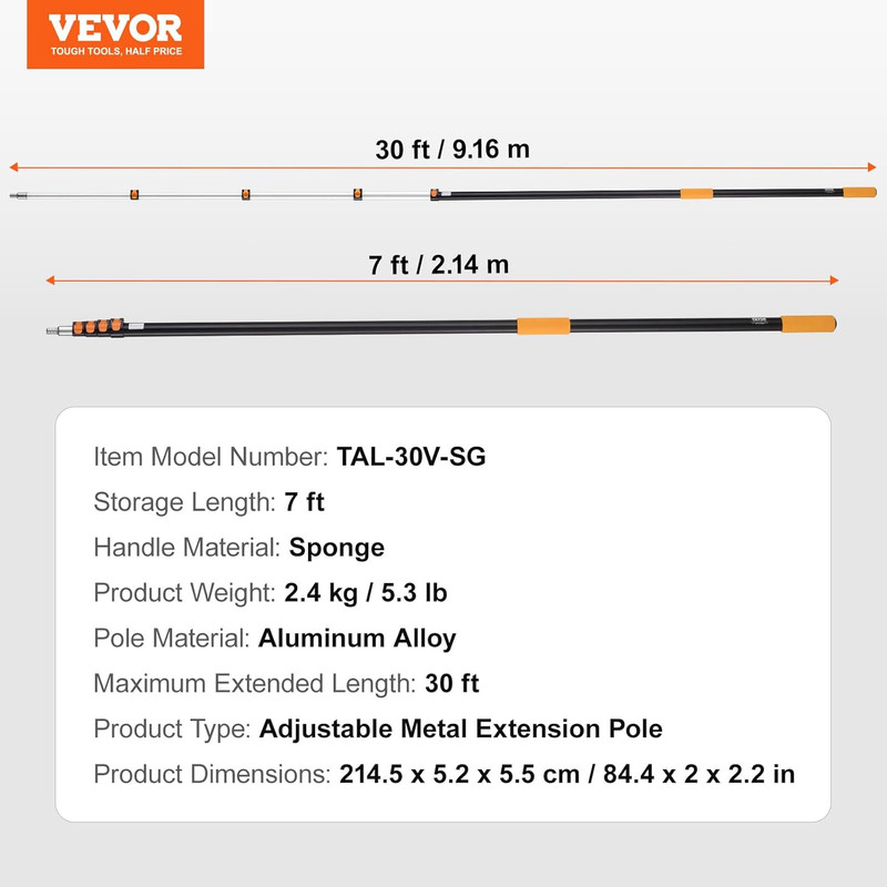 Telescopic Extension Pole, 7-30 FT Multi-Purpose Extension Pole, Sturdy Aluminum gallery