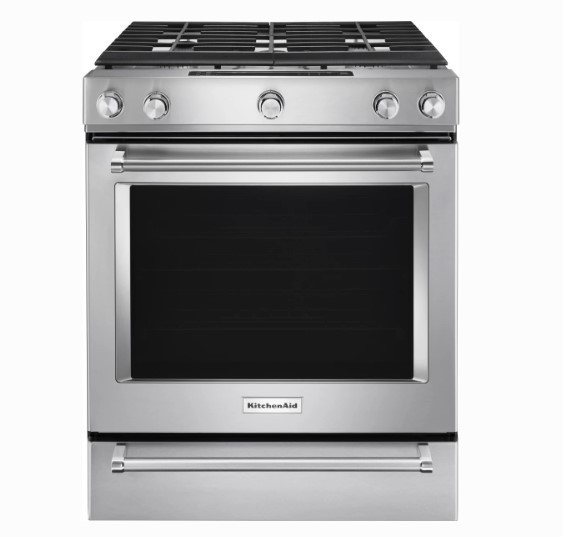 KitchenAid 30" Slide-In 6.5 cu. ft. Gas Range with 5 Sealed Burners - KSGB900ESS gallery