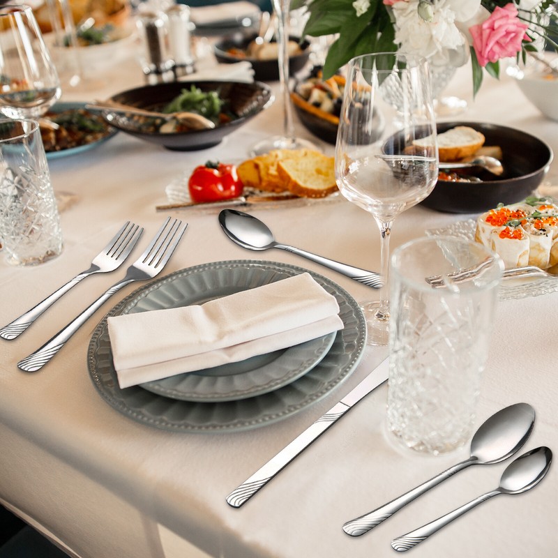 48Pcs Silverware Set for 8 Stainless Steel Flatware set Cutlery Utensil Kitchen gallery