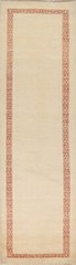 Bordered Gabbeh Kashkoli Oriental Runner Rug IVORY Hand-knotted 2′ 8″ x 10′ 8″