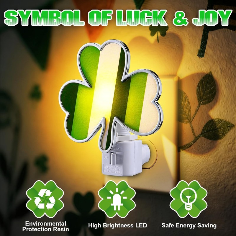 St. Patrick's Day Shamrock Night Light–UL Certification Plug in Irish Decor La gallery