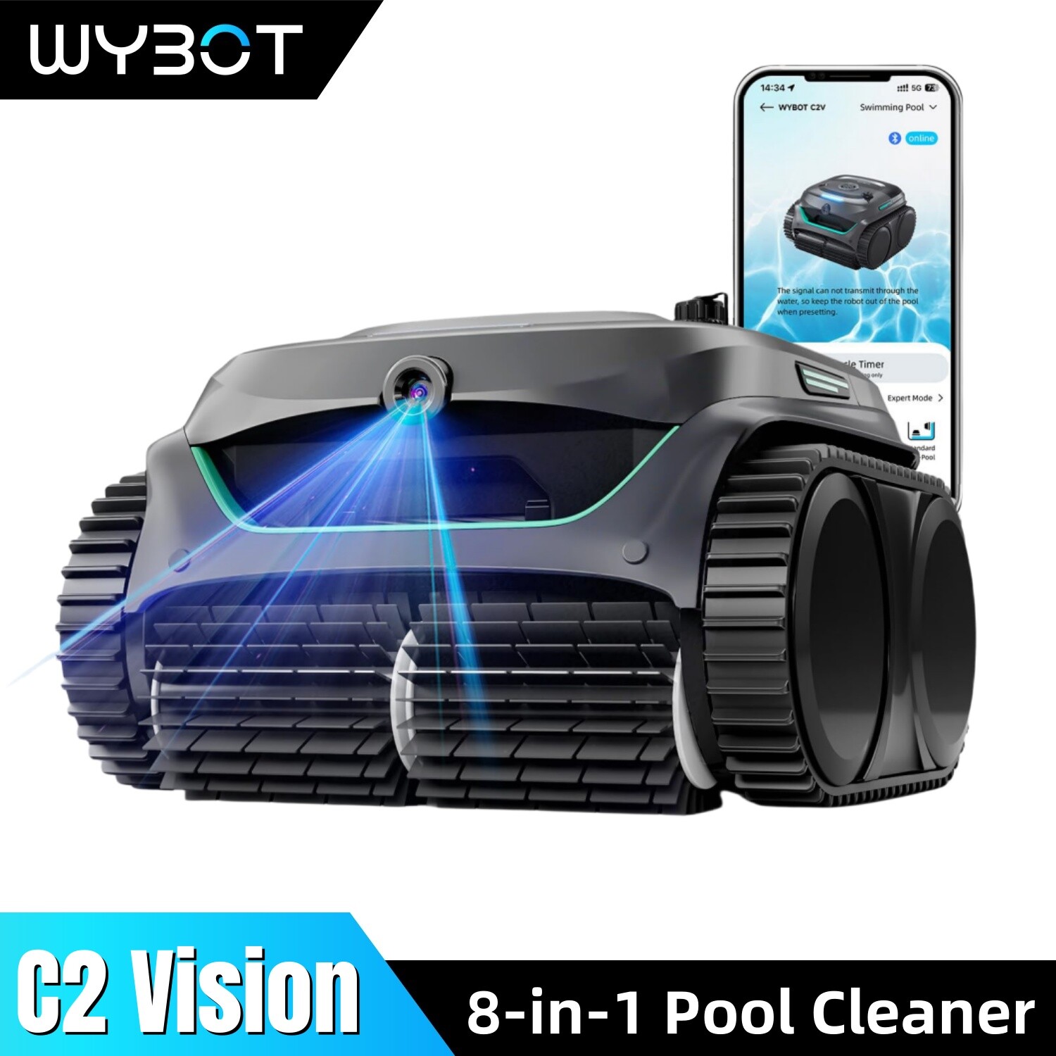 WYBOT C2 Vision Cordless Pool Cleaner Wall Climb AI Camera Pool Vacuum Robot gallery