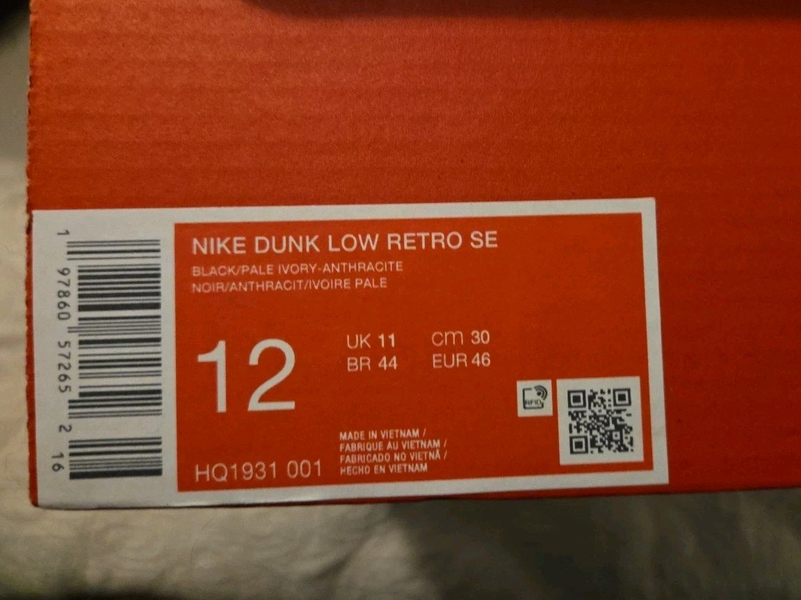 Nike Dunk Low Retro SE Empty Shoe Box. (T) Size 12 gallery