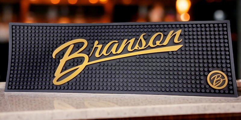 Branson Thick Rubber Bar & Kitchen Mat | Black & Gold | Easy to Clean | Non-Slip gallery