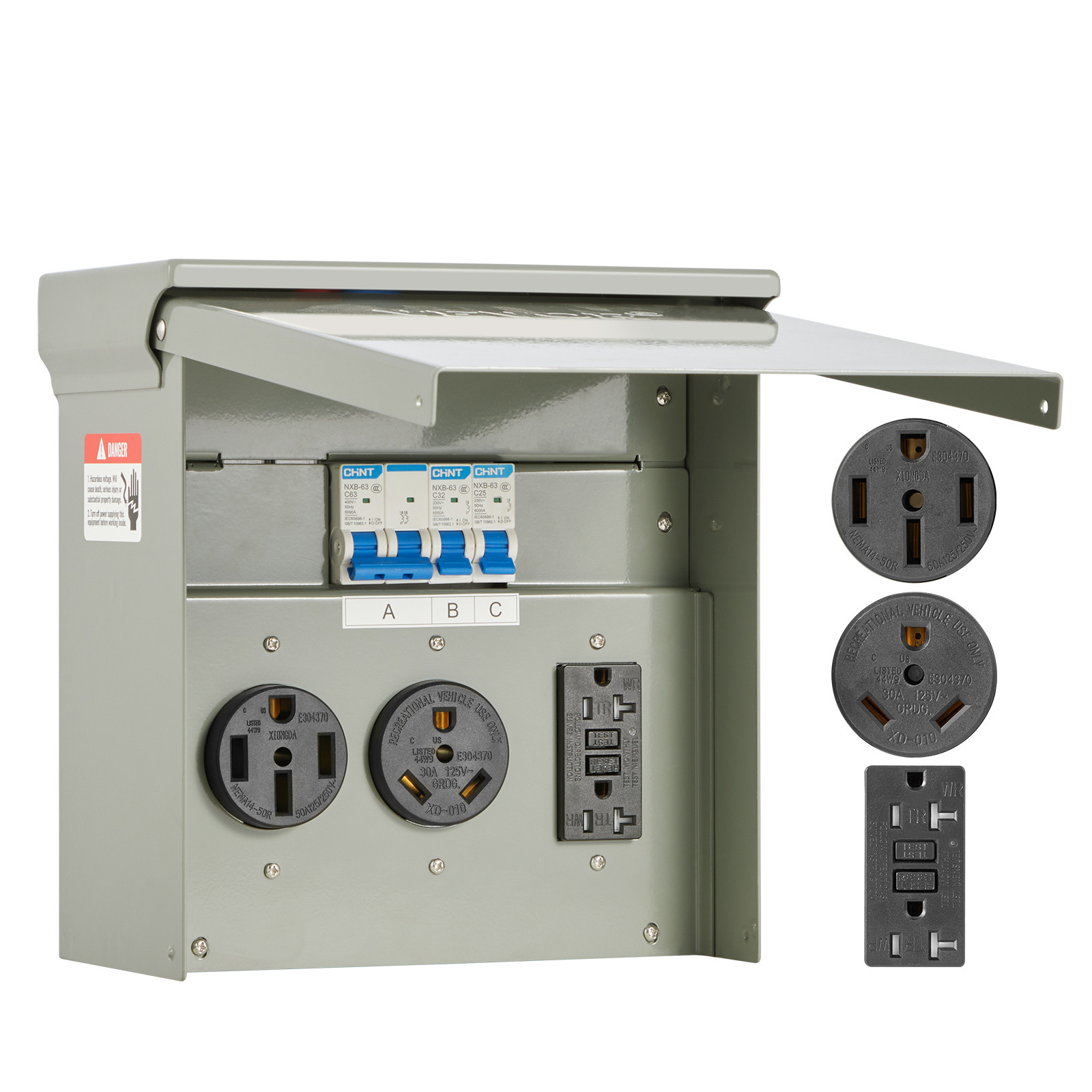 VEVOR Temporary Power Outlet Panel RV Electrical Panel 20 30 50 Amp Outlet Box gallery