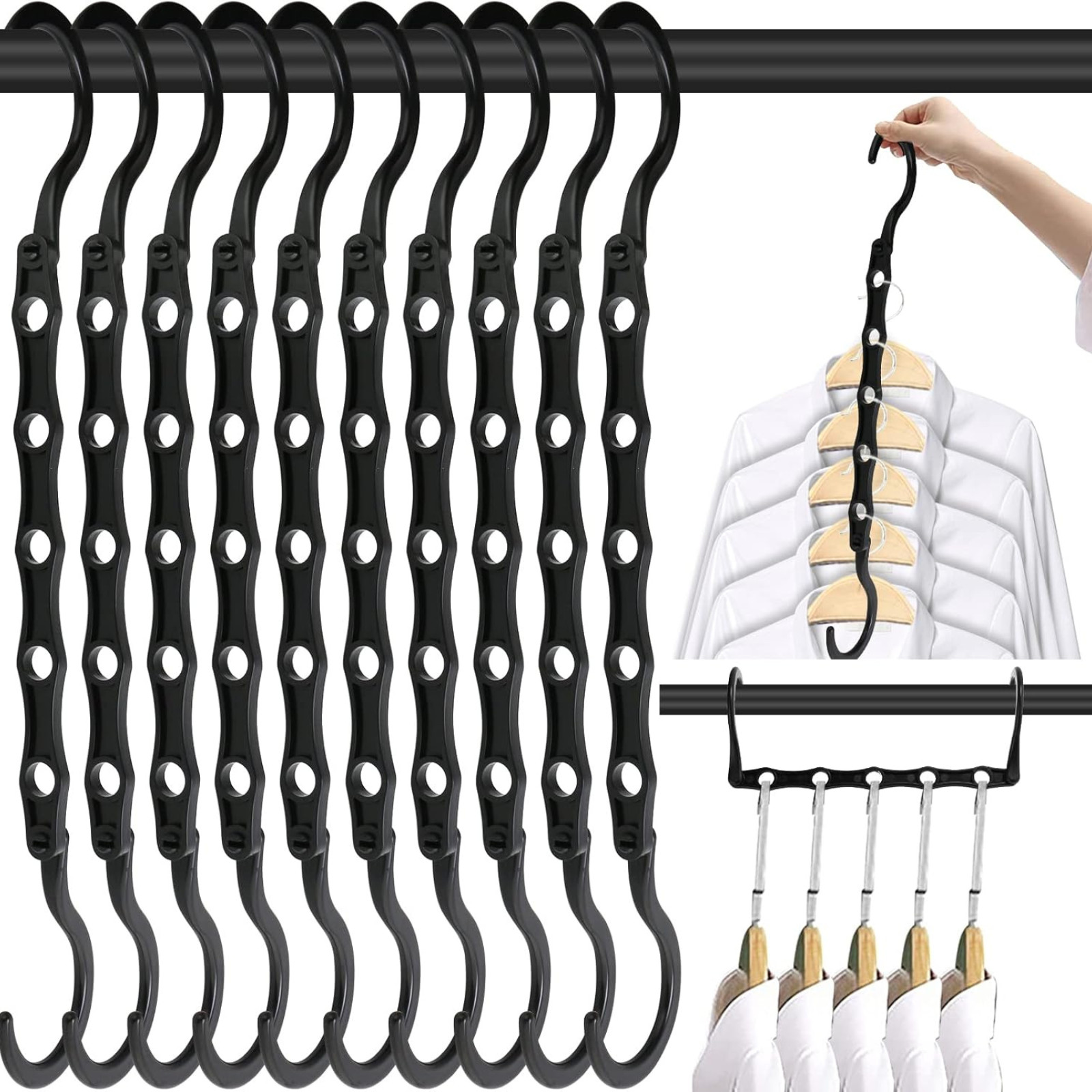 3/10 Pack Magic Hangers Space Saving Hangers Closet Space Saver Hanger Organizer gallery