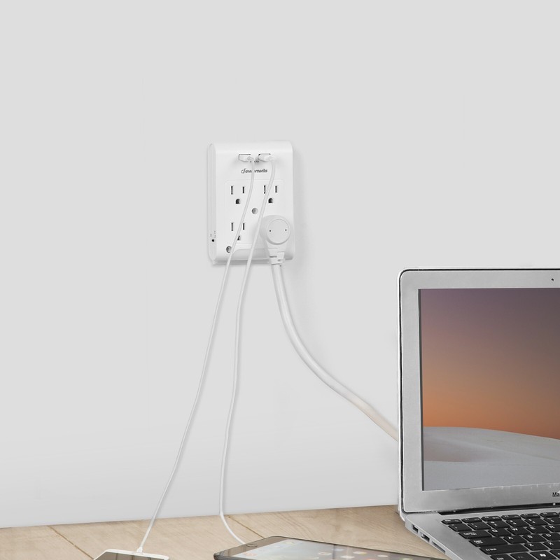 DEWENWILS Multi Wall Plug Outlet Adapter w/ 2 USB Ports Light Sensor Night Light gallery