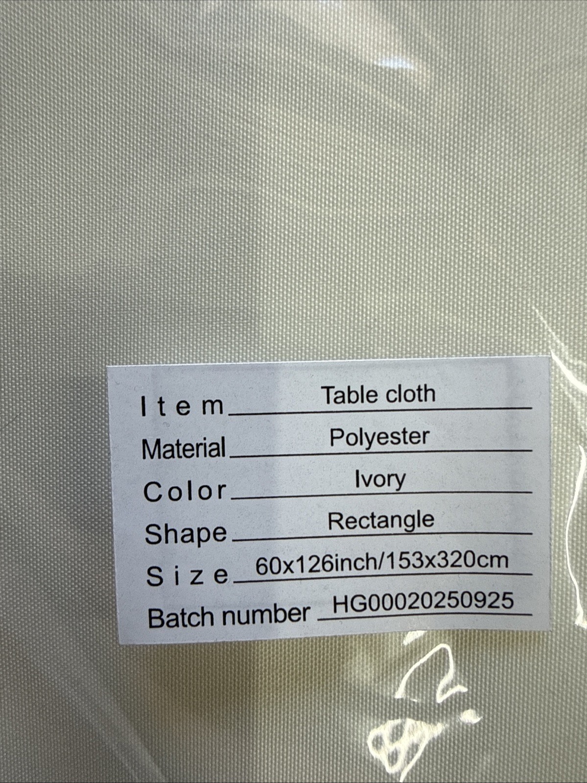 6-60 x 126 in. Rectangular Polyester Tablecloths For 8 ft. Tables Party Ivory gallery