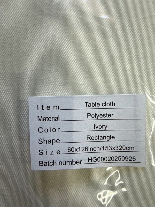 6-60 x 126 in. Rectangular Polyester Tablecloths For 8 ft. Tables Party Ivory gallery