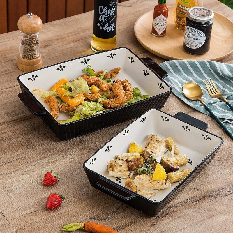 Baking Dishes Bakeware Set Ceramic Casserole Dish Rectangular Shape Oven safe gallery