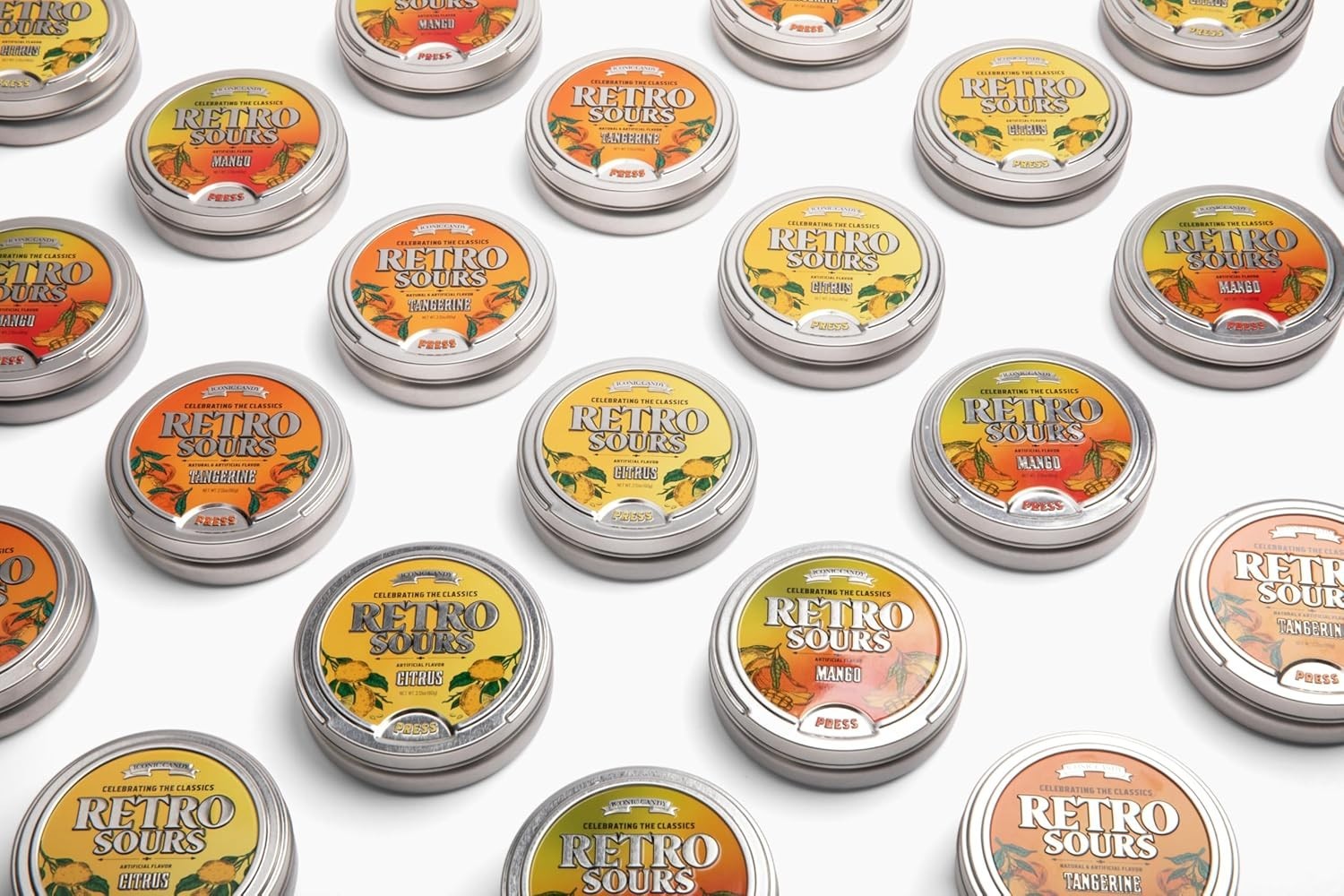 Retro Sours Hard Candy Trio Pack – Bold Mango, Zesty Lemon & Juicy Orange Flavor gallery