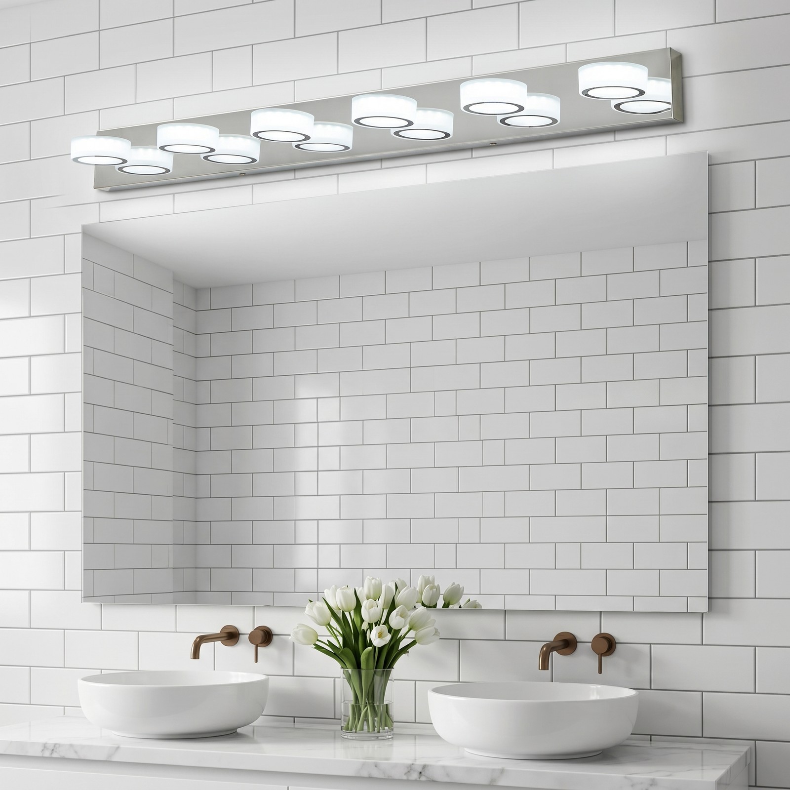 45'' Chrome Vanity Light 6 Lights LED Bathroom Over Mirror Wall Sconce Fixture gallery